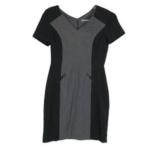 Marc New York Colorblock Sheath Zipper Accents Size 6 Black Gray Short Sleeve